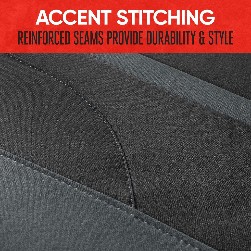 Gray & Black Two-Tone Front Seat Covers with Hooded Split Bench Seat Cover G120845