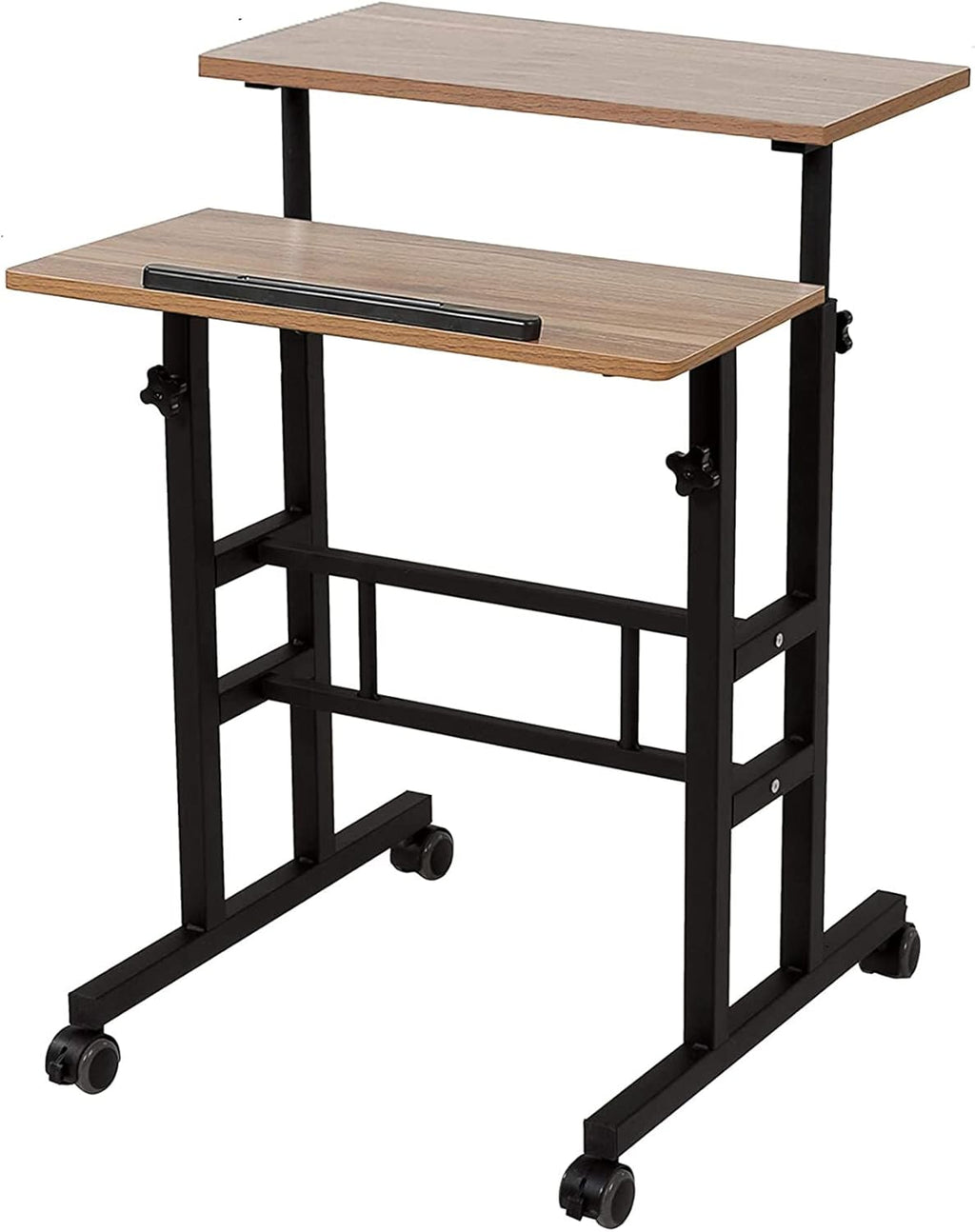 Oak Height Adjustable Standing Desk with Carpet Wheels H973656