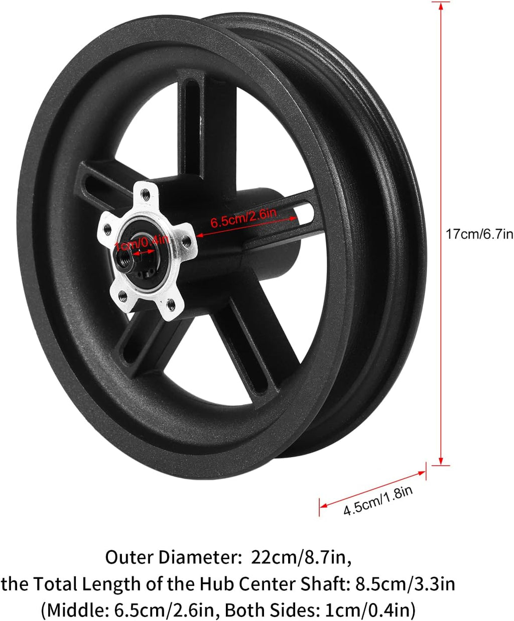 8.5in Solid Tire Wheel Hub for Electric Scooter Rear Wheel Assembly, Pack of 2 M8966