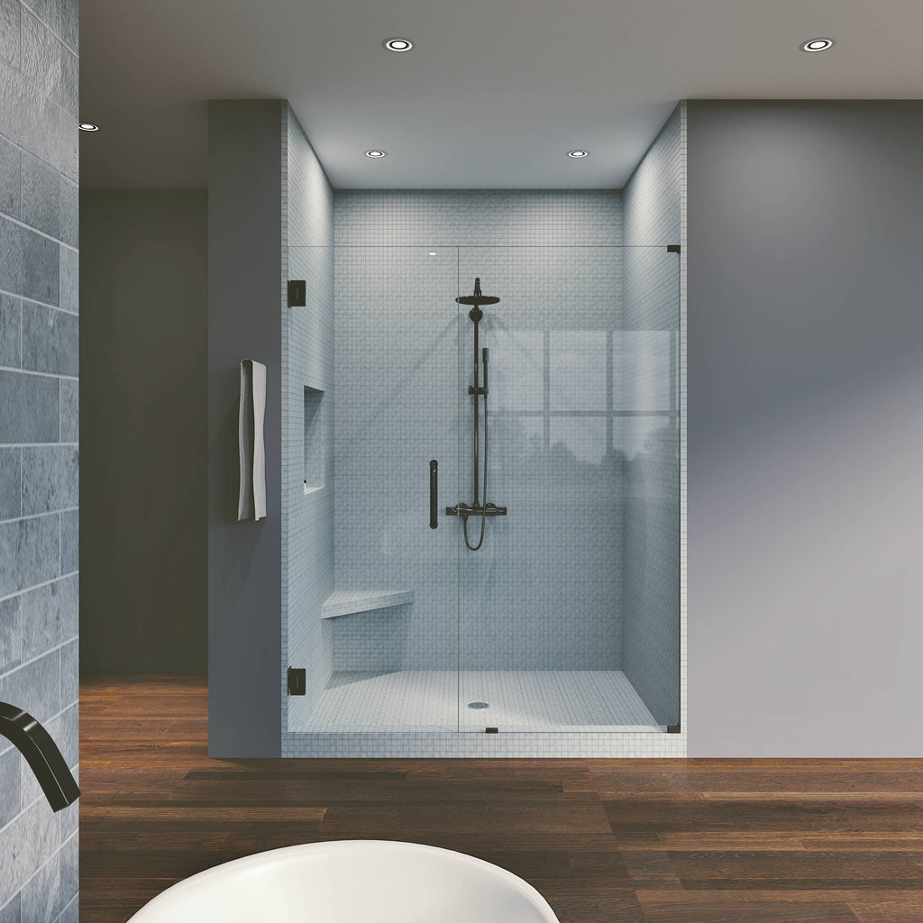 Matte Black Hinged Frameless Shower Door I402