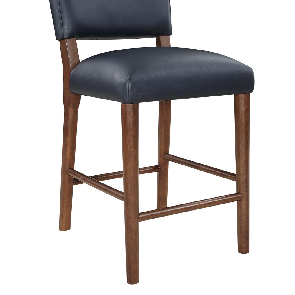 Blue Faux Leather Wood Counter Stool F713417