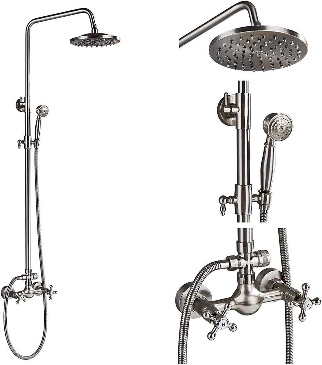 Brushed Nickel 8-inch Rainfall Shower Combo Set with Handheld Spray N560536