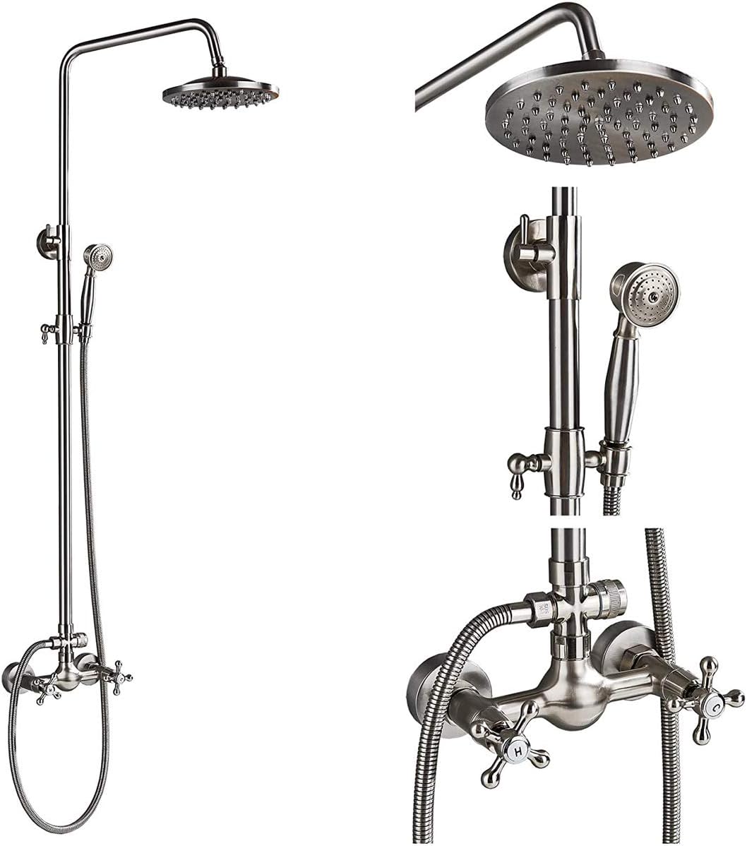 Brushed Nickel 8-inch Rainfall Shower Combo Set with Handheld Spray N560536
