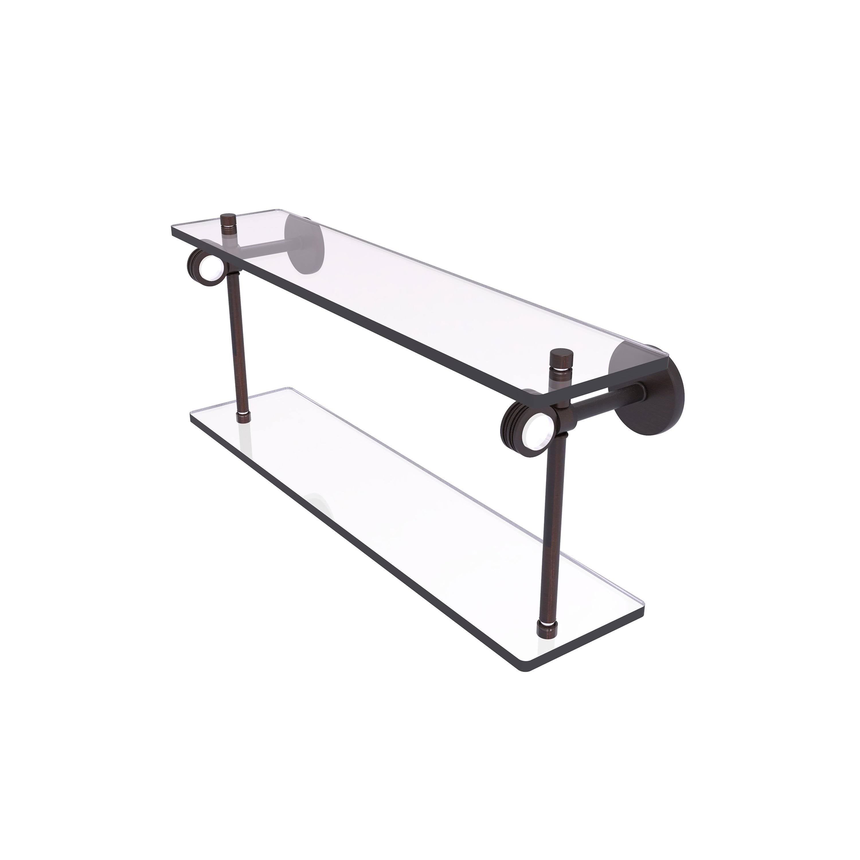Two Tiered Glass Shelf with Dotted Accents - Venetian Bronze / 16 inch N634008